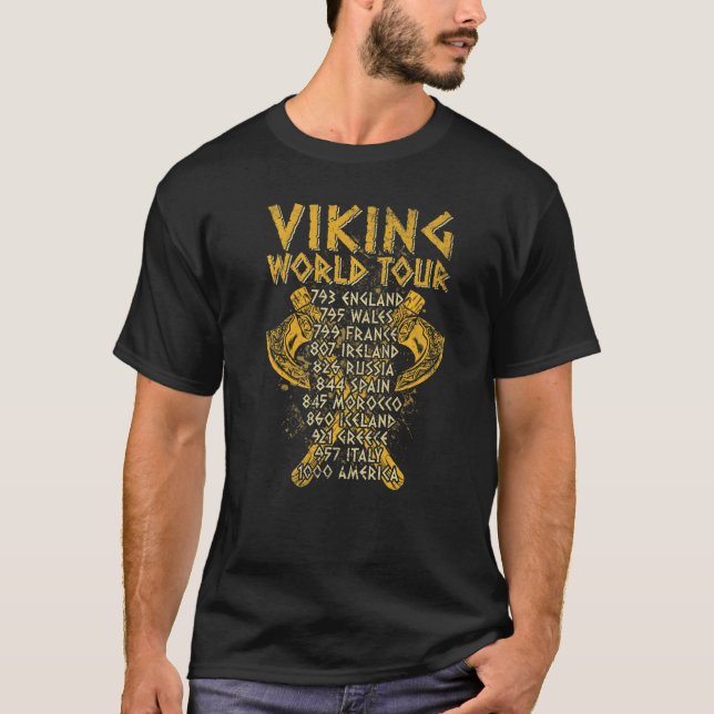 T-shirt Mens Viking World Tour  Medieval Scandinavian Hist (Devant)