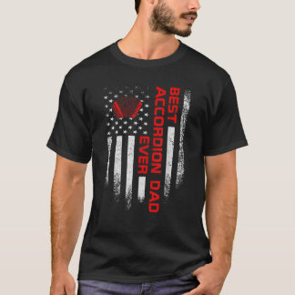 T-shirt Mens Vintage USA American Flag Best Accordion Papa
