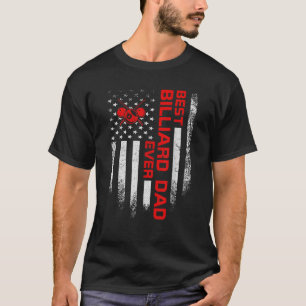 T-shirt Mens Vintage USA American Flag Best Billiard Papa