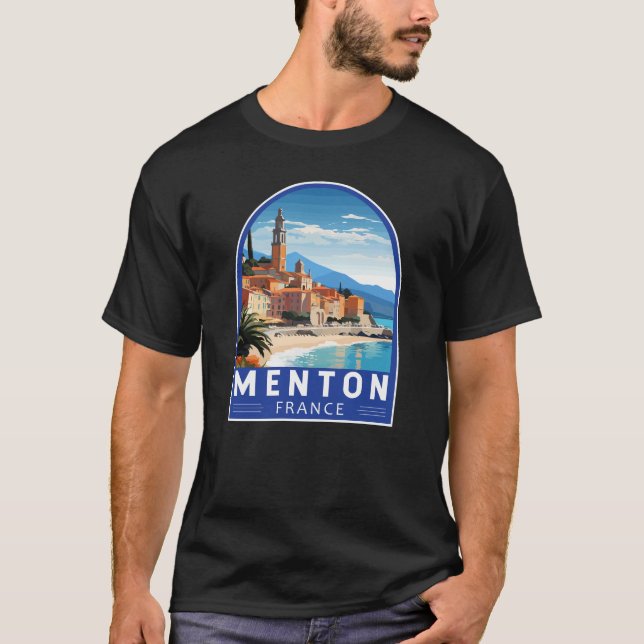 T-shirt Menton France Travel Art Vintage (Devant)