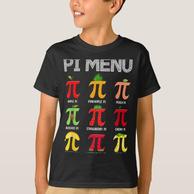 T-shirt Menu Pi Fruit Joyeuse Journée Pi Prof de Maths Sym (Devant)
