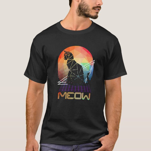 T-shirt Meow Futuristic Facturistic Black Chat Kitten Prop (Devant)