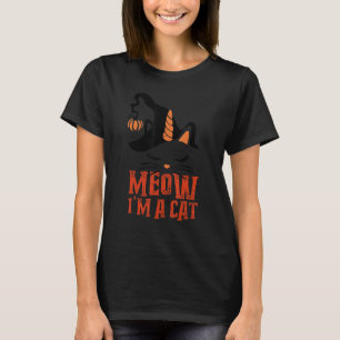 T-shirt Meow I'm A Cat Citrouille Witch Unicorn Halloween