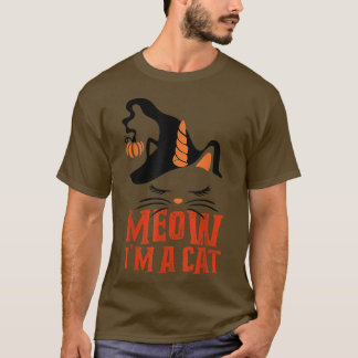 T-shirt Meow I'm A Cat Funny Citrouille Witch Unicorn Hall