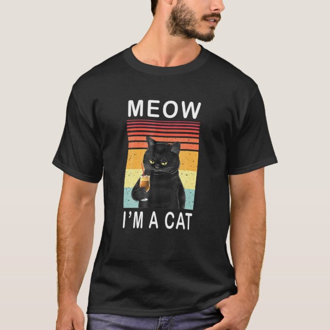 T-shirt Meow Je Suis Un Chat Noir (Devant)