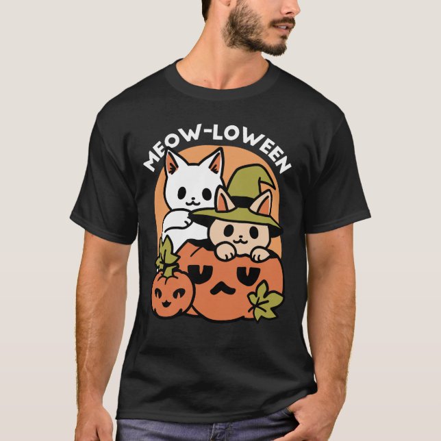 T-shirt Meow-Loween - Festive Halloween Conception de chat (Devant)