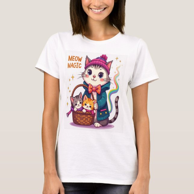 T-shirt Meow Magic - Cute et Joueuse Chat inspiré (Devant)