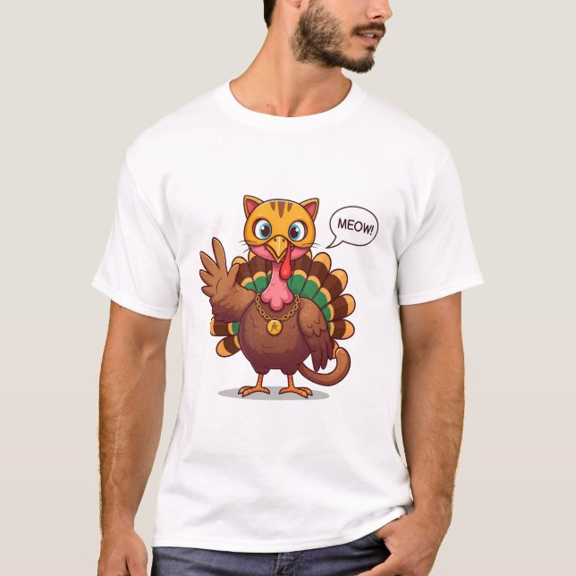 T-shirt Meow Meow Je suis un chat Thanksgiving Turquie (Devant)