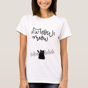 T-shirt Meow Meow Meow Cute Chat Face Hearbeat