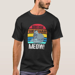 T-shirt MEOW Retro Vintage britannique Shorthair Chat Cute