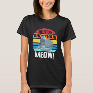 T-shirt MEOW Rétro Vintage Chat British Shorthair Mignon