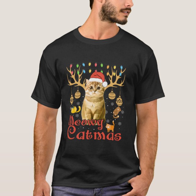 T-shirt Meowa Catmas Chat Noël Drôle Noël Femmes Père Noël (Devant)