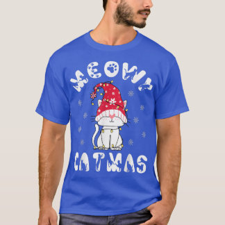 T-shirt Meowa Catmas Kawaii Gnome Feux de Noël de chat Xma