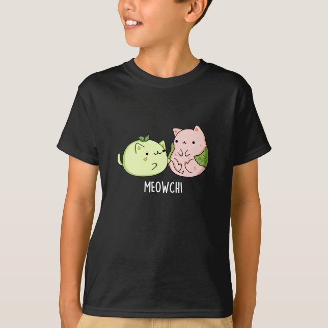 T-shirt Meowchi Funny Mochi Pun Dark BG (Devant)