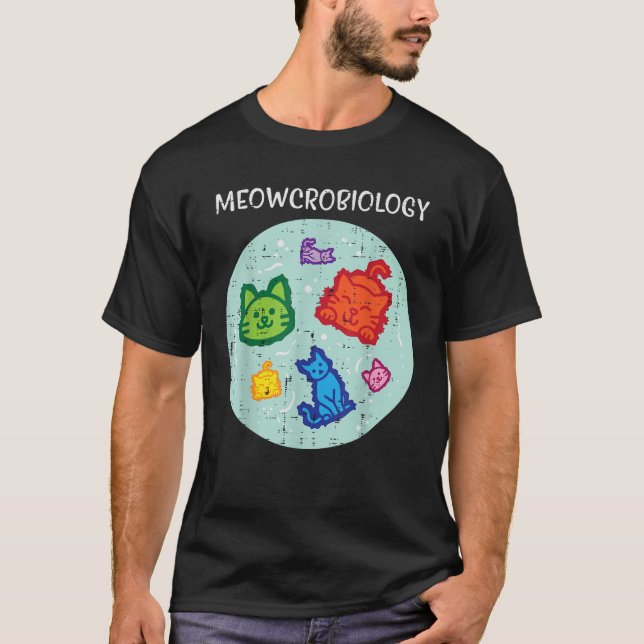 T-shirt Meowcrobiology Cat Microbiology Funny Science Men  (Devant)