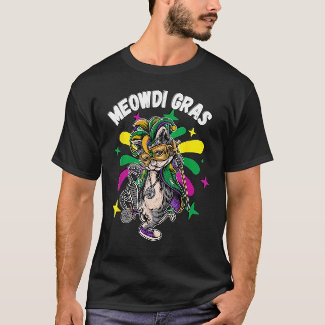 T-shirt Meowdi Gras Chats Mardi Gras Neworleans St Louis F (Devant)