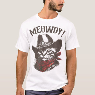 T-shirt Meowdy Chat Cowboy Chat Pays Ouest