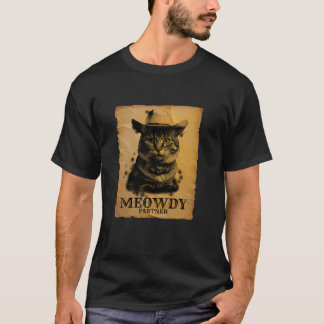 T-shirt Meowdy Cowboy Chat Funny Sarcastique Pun Hors Occi