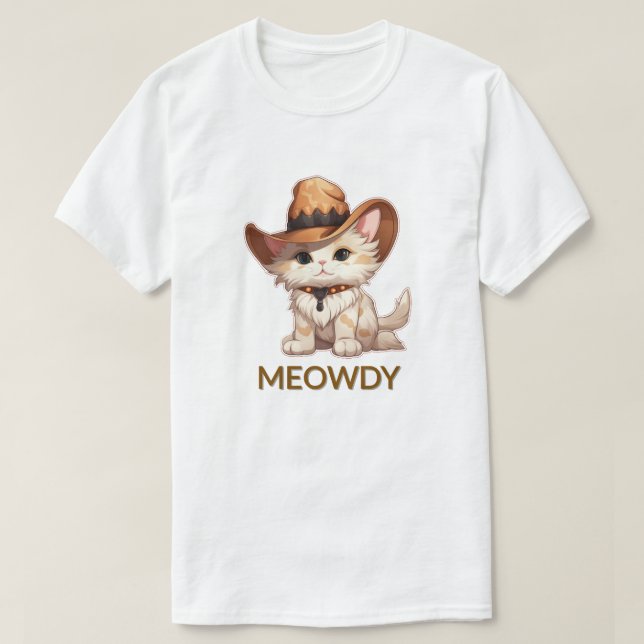 T-shirt Meowdy Funny Chat de cowboy occidental (Design devant)