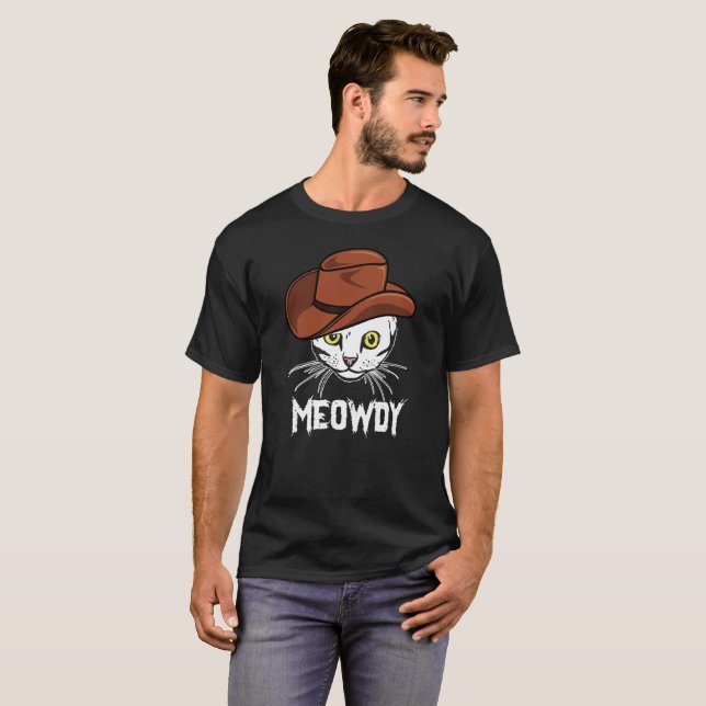 T-shirt Meowdy Funny Mashup Entre Meow Et Howdy Cat Mem (Devant entier)
