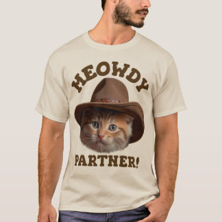 T-shirt Meowdy Partenaire Cute Pet Cat Cowboy Humour
