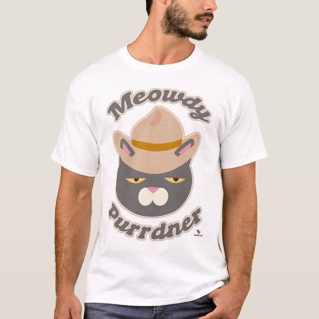 T-shirt Meowdy Purrdner Cute Cowboy Casquette Chat Slogan (Devant)