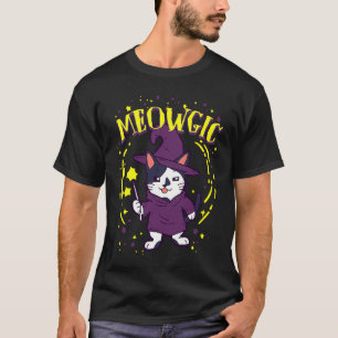 T-shirt Meowgic Magique Chat Drôle Visage Jeux de Mots