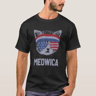 T-shirt Meowica 4 juillet Pawtriotique Kitty Merica Chat É