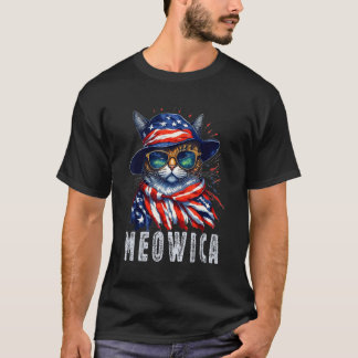 T-shirt MEOWICA Cat 4th Of July Sunglasses Merica Cat Amer