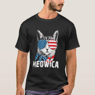 T-shirt Meowica Chat 4 Juillet Merica Hommes Femmes Usa Am