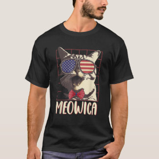 T-shirt Meowica Chat Kitten 4 juillet Flag américain Chats