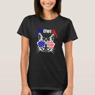 T-shirt Meowica Chat Lunettes de soleil Drapeau Américain