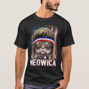 T-shirt Meowica Chat Mullet Drapeau Américain Patriotique