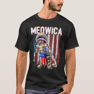 T-shirt Meowica Chat Mullet Drapeau Américain Patriotique 