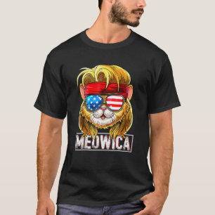 T-shirt Meowica Chat Mullet Drapeau Américain Patriotique 