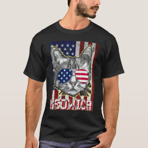 T-shirt Meowica Chat Murica Américain 4Juillet