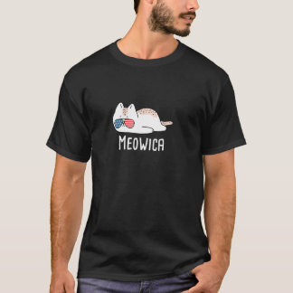 T-shirt Meowica Chat USA Drapeau drôle Humour animal patri