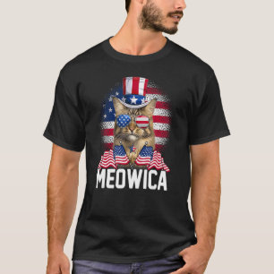 T-shirt Meowica Chat Usa Drapeau Lunettes de soleil et onc