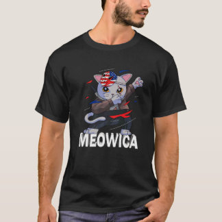T-shirt Meowica Ninja Chat pour animaux 4 juillet Amérique