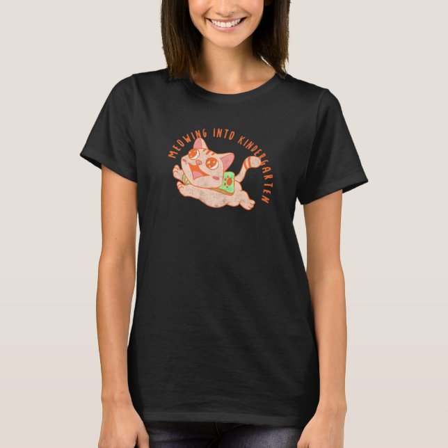 T-shirt Meowing Into Kindergarten Cat Back To School   (Devant)