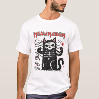 T-shirt Meowmaiden Cat Metal Parody Illustration
