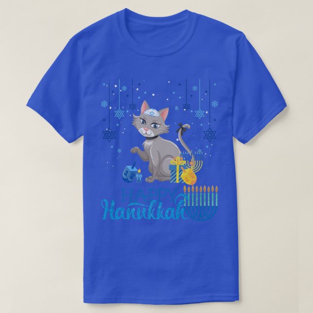 T-shirt Meownorah Chat juif Menorah Casquette Chanukah Han (Design devant)