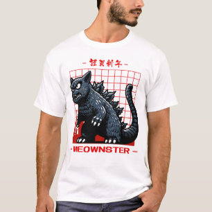 T-shirt Meownster Cat Pun Monster Beast Japonais Drôle