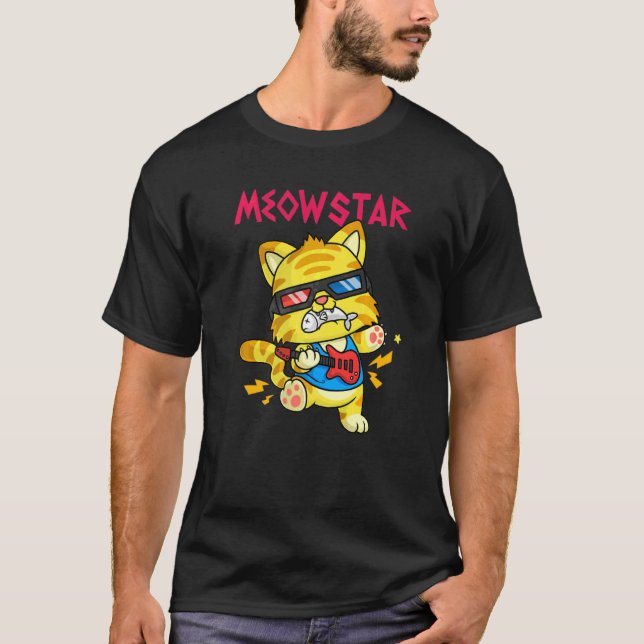 T-shirt Meowstar Et Vive Rock Et Roll (Devant)