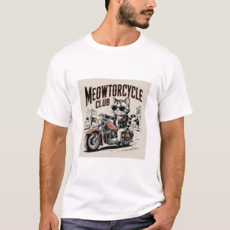 T-shirt Meowtorcycle Club Biker Cat on Chopper Motorcycle