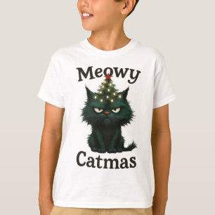 T-shirt Meowy Catmas Chat lunatique