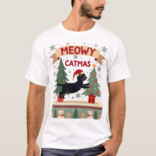 T-shirt Meowy Catmas, Sweat-shirt de Noël laid, Chat de No