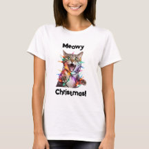 Meowy Christmas Cat Shirt Funny Holiday Tee