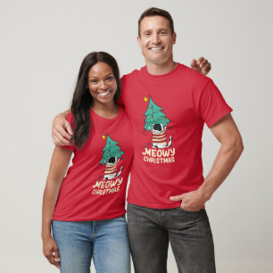 T-shirt Meowy Christmas Funny Amoureux des chats