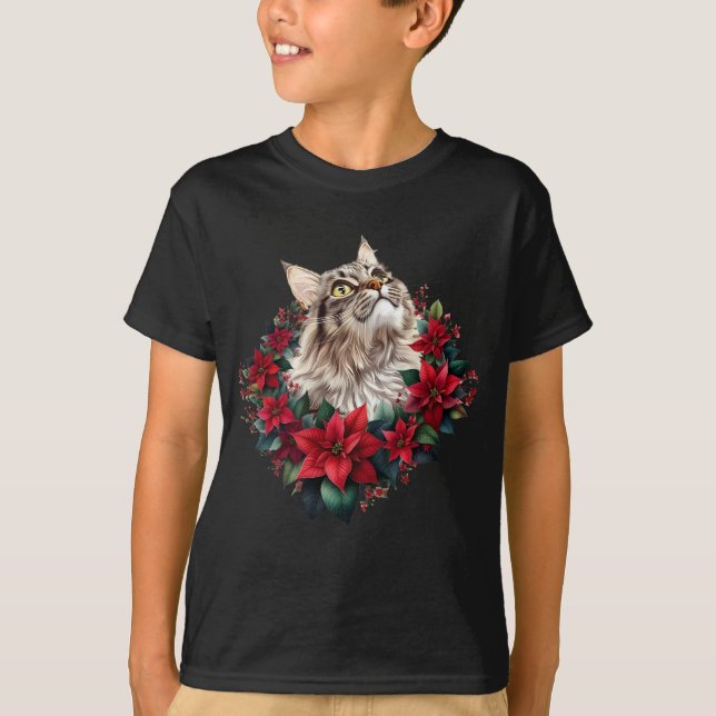 T-shirt Meowy Christmas Maine Coon Cat  (Devant)